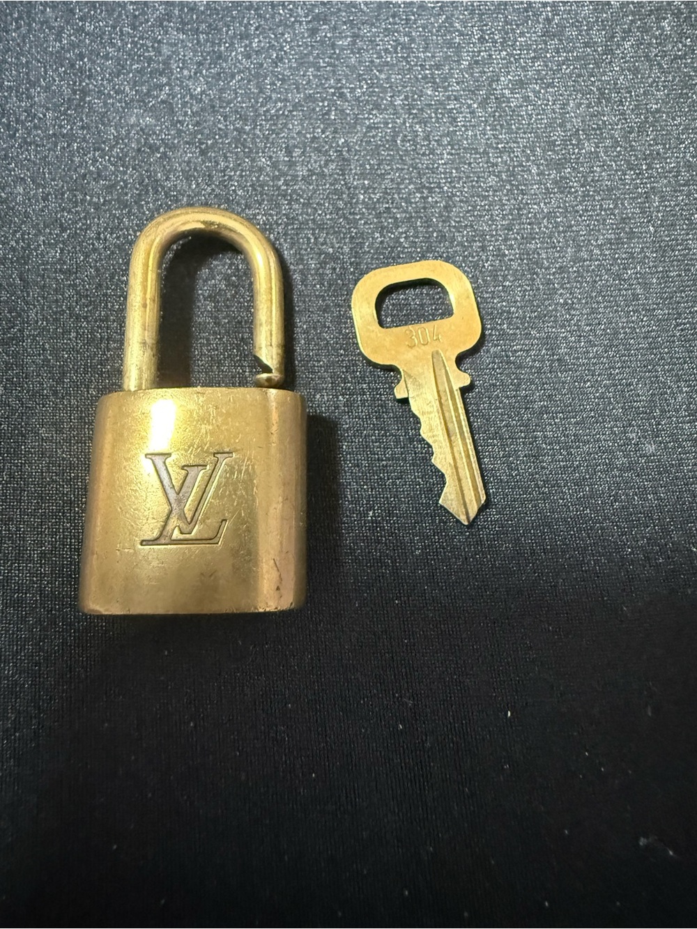 Louis Vuitton Gold Brass Padlock and Key